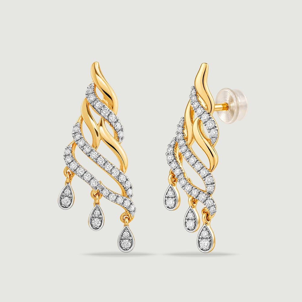 Luminous Rippling Diamond Drop Earrings,,hi-res thumbnail 4