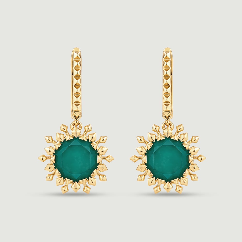 Dynamic Sculptural Green Onyx Hoop Earrings