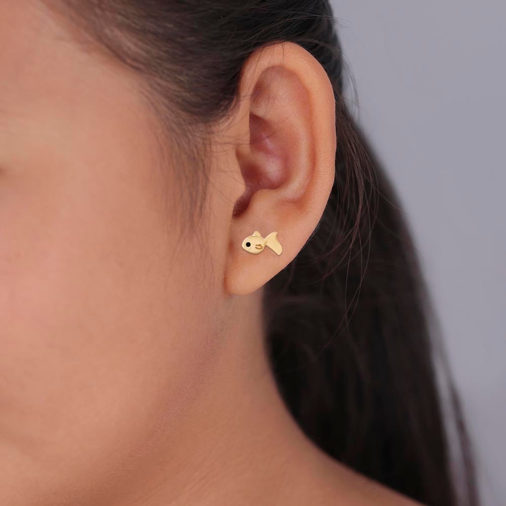 Friendly Fish Gold Stud Earrings,,hi-res thumbnail 2