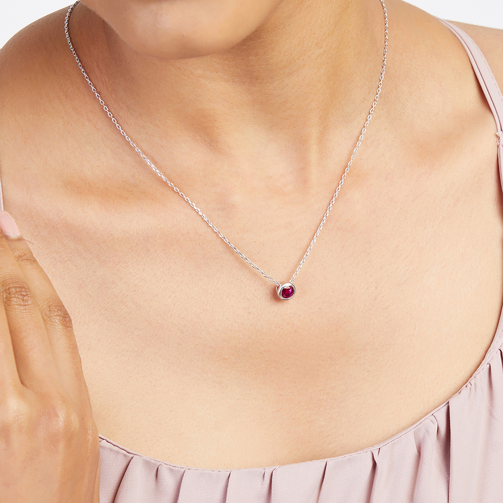 Radiant Ruby Silver Necklace,,hi-res thumbnail 2