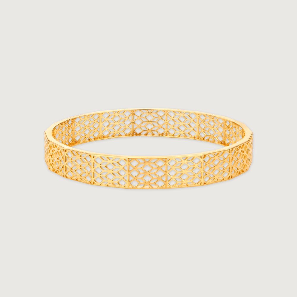 Elegant Geometric Gold Bangle,,hi-res thumbnail 3