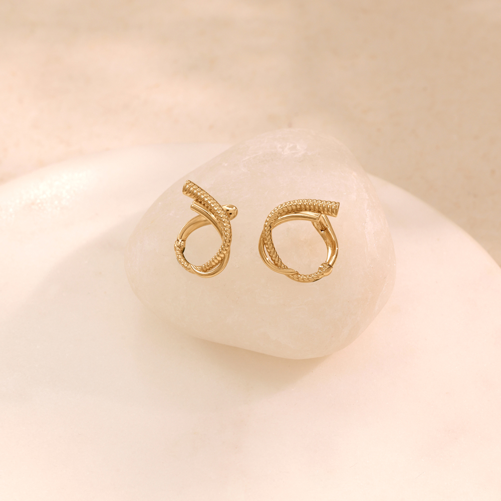 Fluid Twist Gold Hoop Earrings