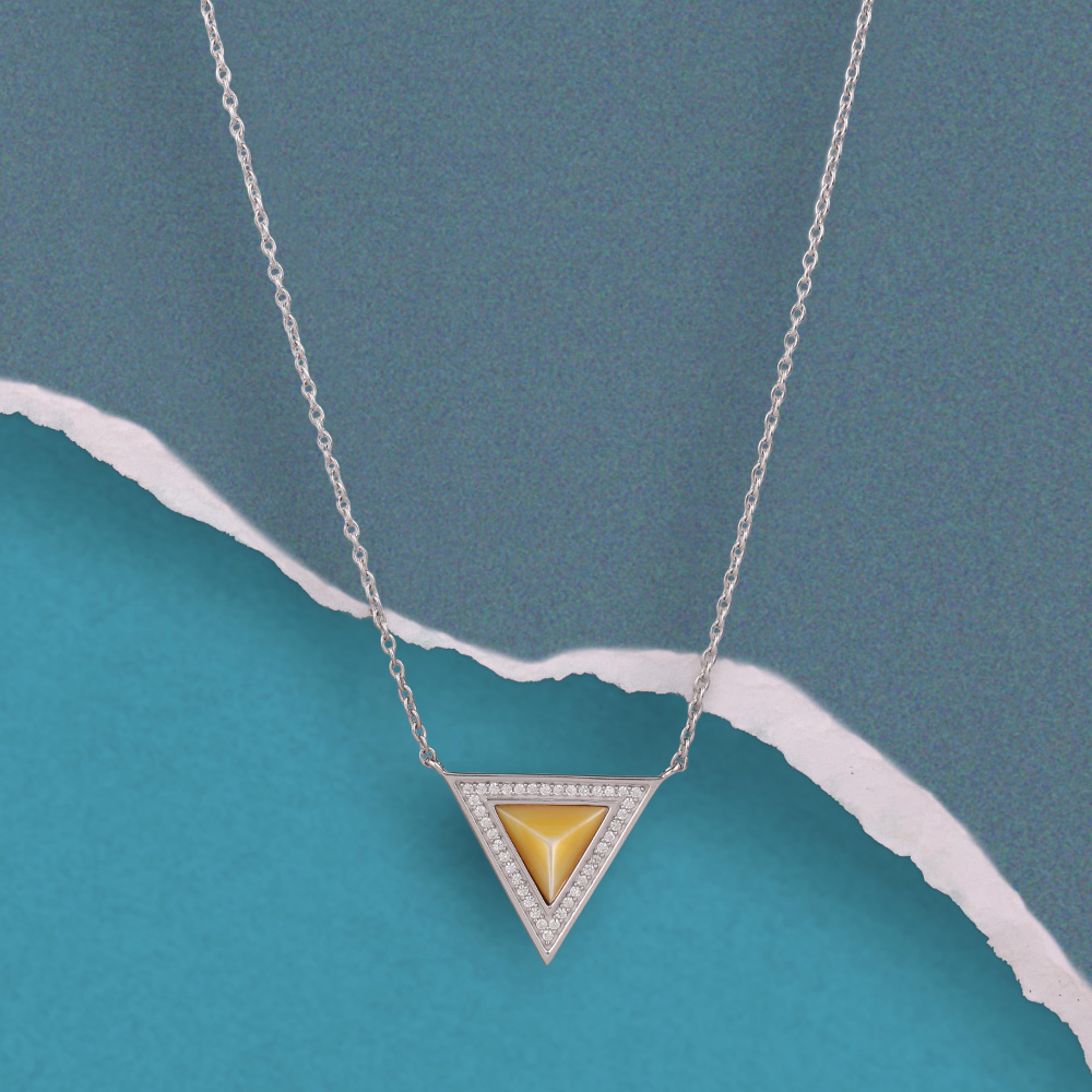 Sunny Geometric Mother of Pearl Silver Necklace