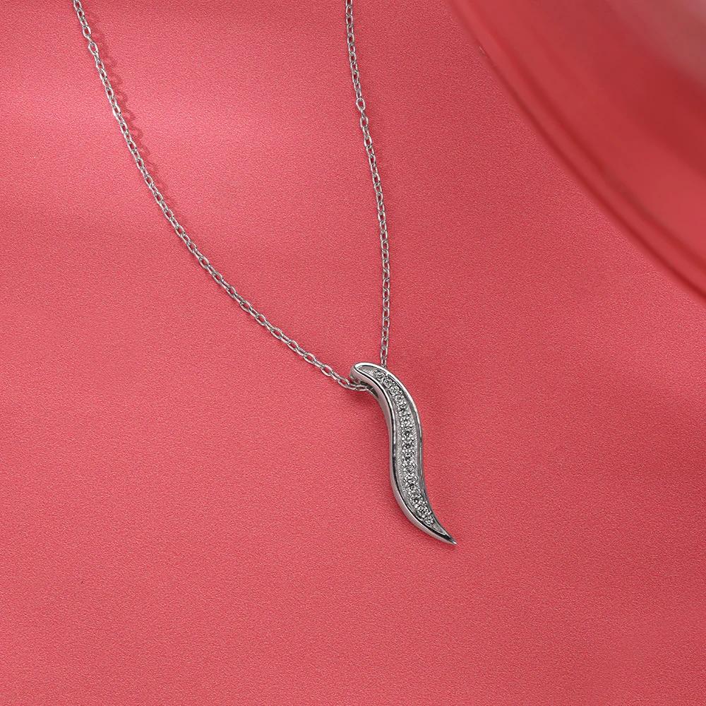 Delicate Leaf Drop Silver Necklace