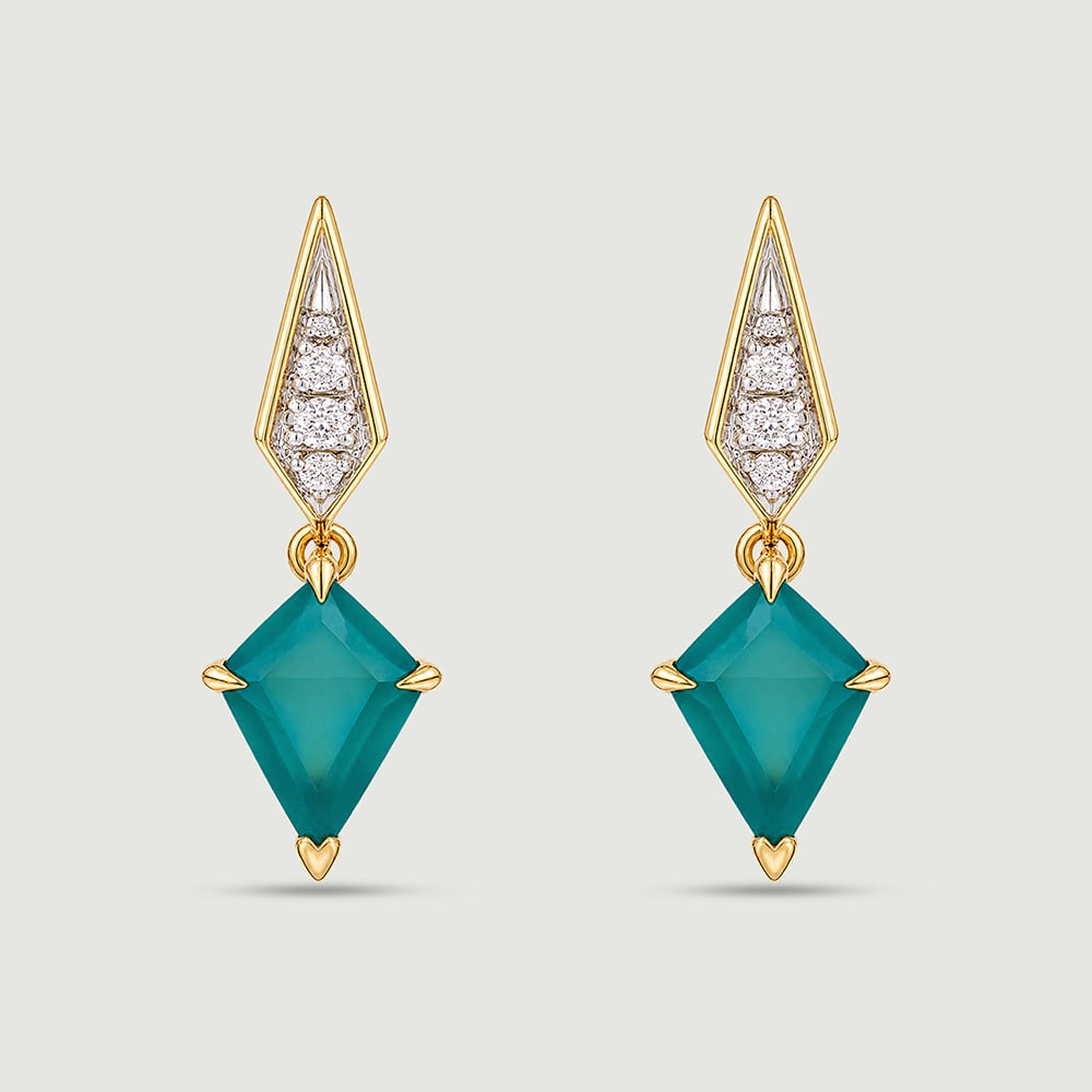 Bold Faceted Green Onyx Drop Earrings