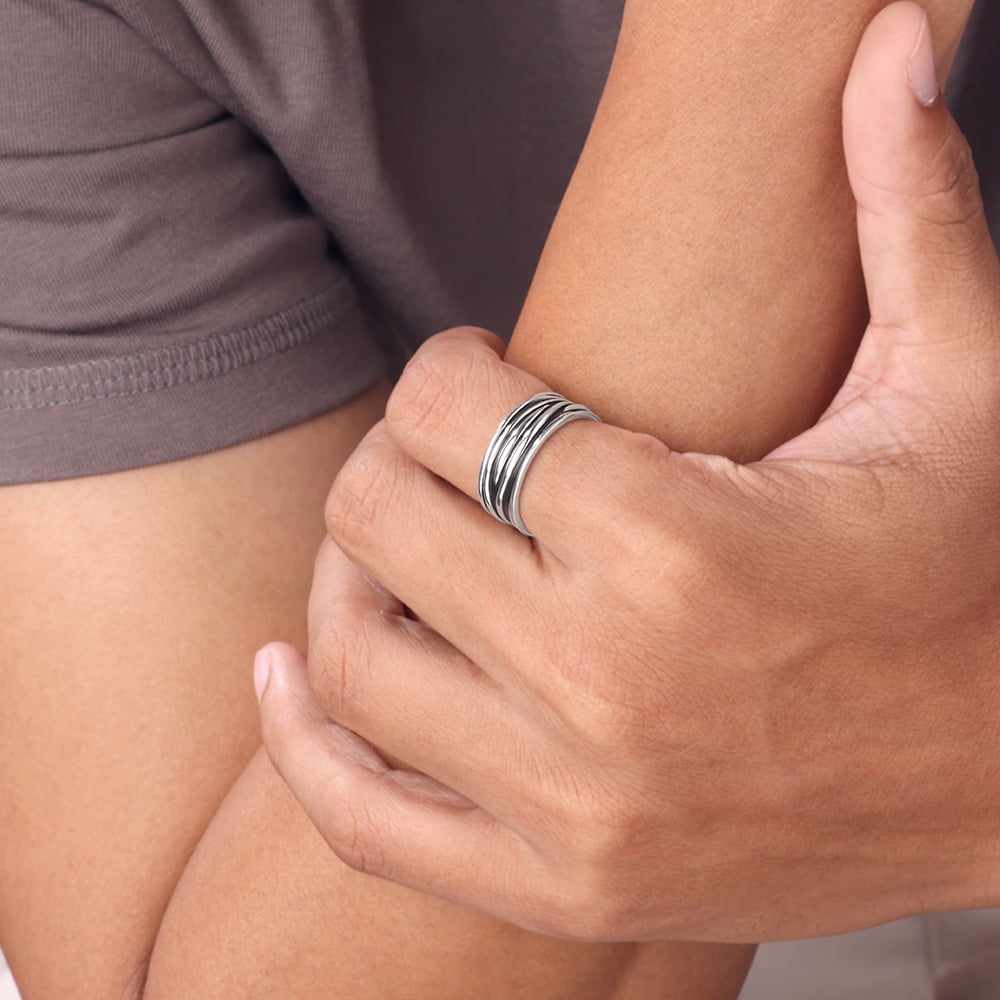 Fluid Wave Silver Ring,,hi-res thumbnail 2