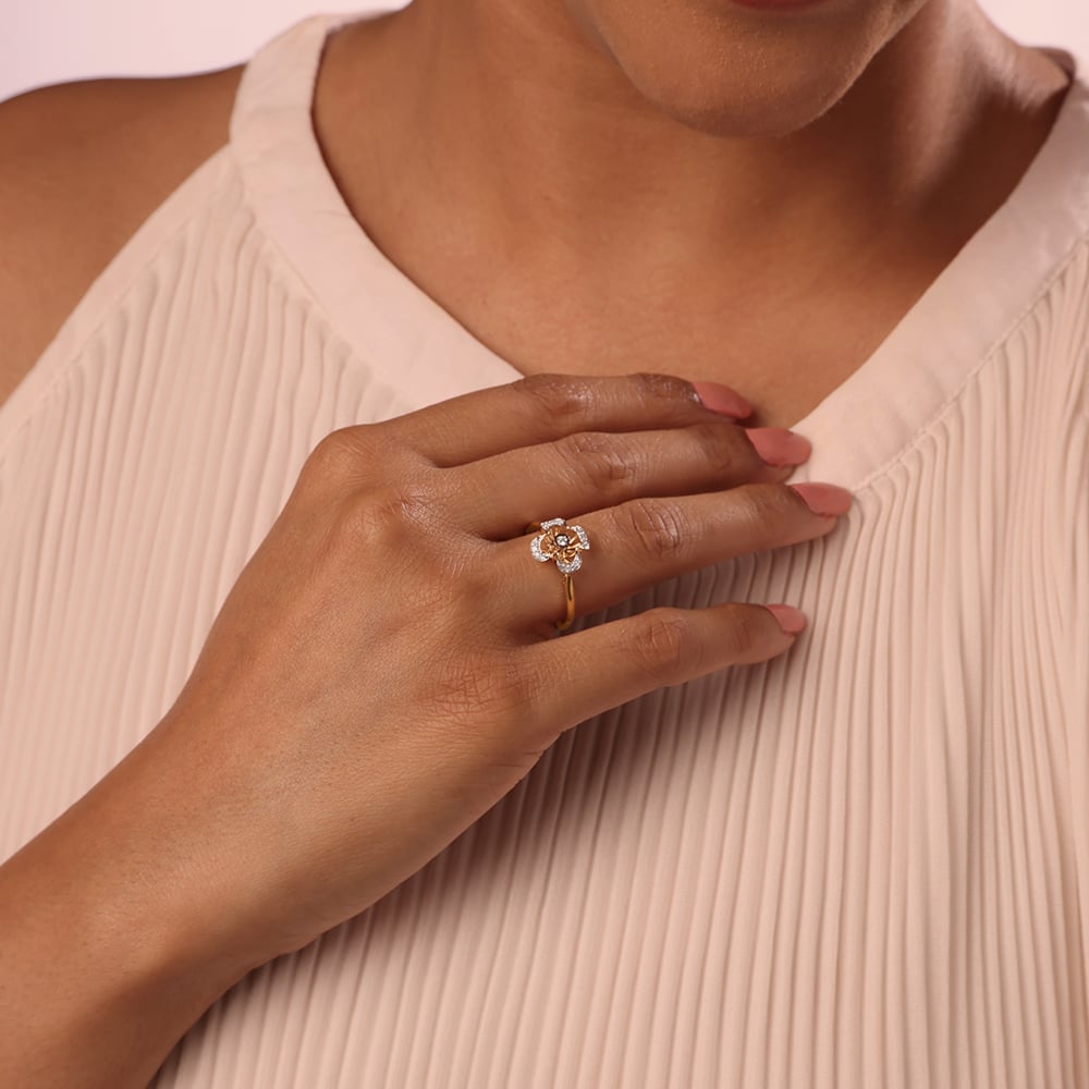 Sparkling Petals 14KT Gold & Diamond Ring,,hi-res thumbnail 2