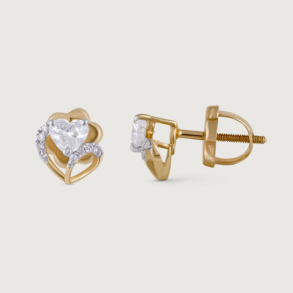 Heartfelt Radiance 14 kt gold & Diamond Stud Earrings,,hi-res thumbnail 4