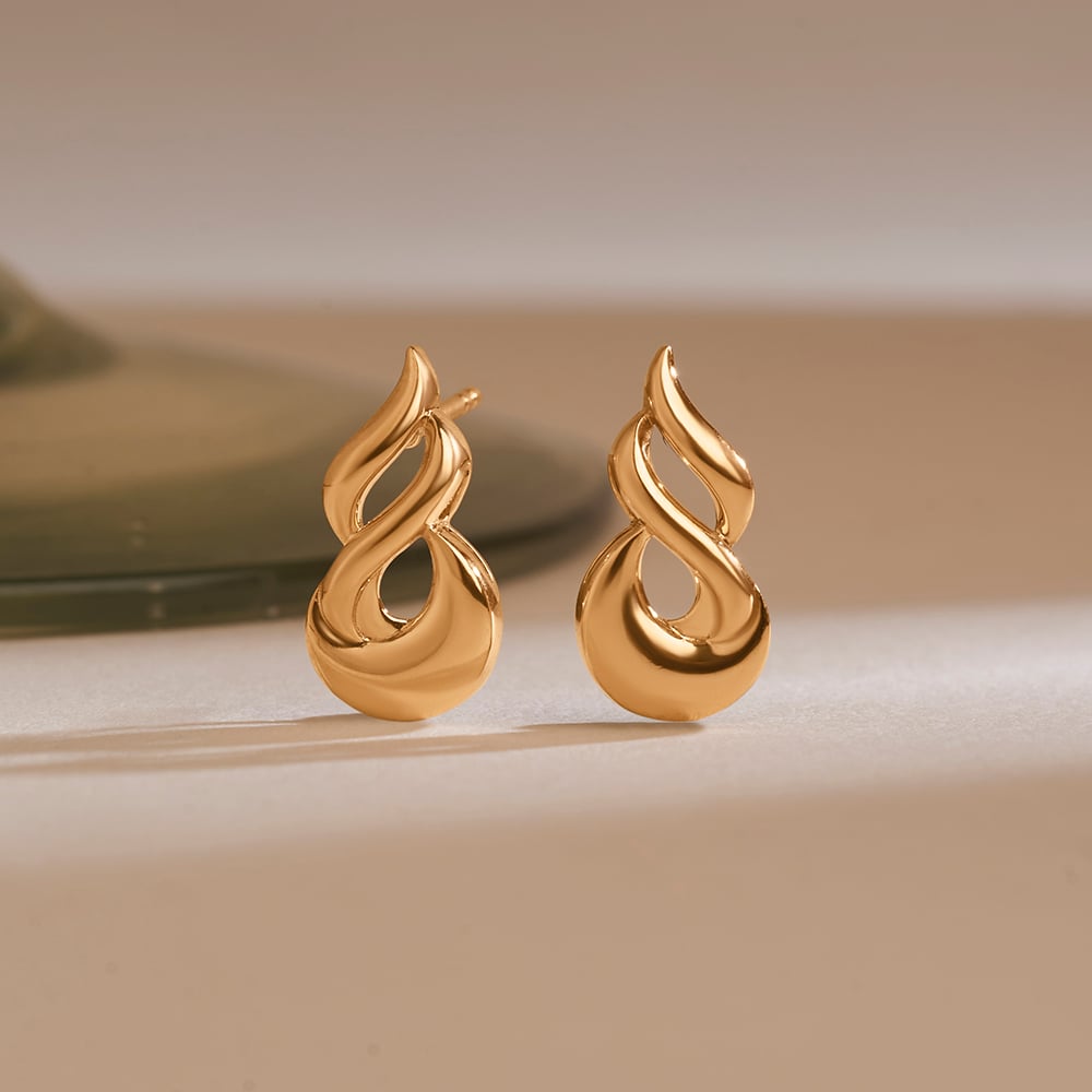 Sleek Fluid Gold Stud Earrings