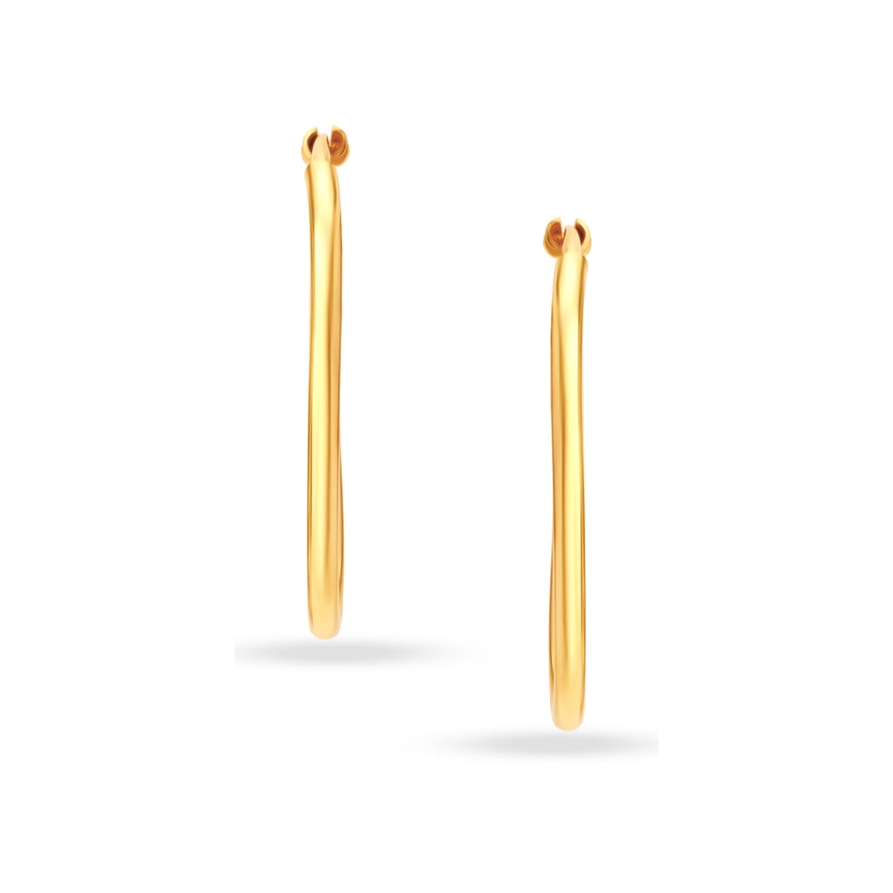 22KT Yellow Gold Stately Contemporary Hoop Earrings,,hi-res thumbnail 3