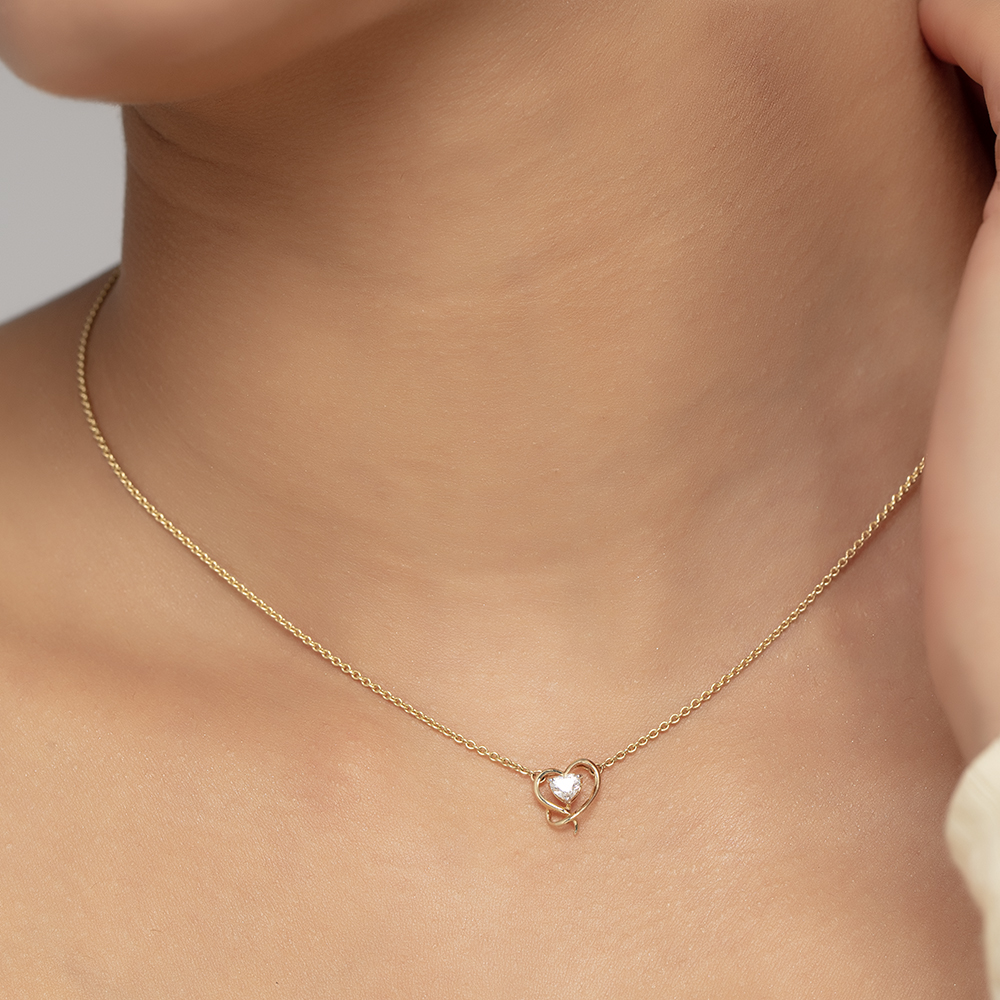 Enchanted Heart 14 kt Gold & Diamond Necklace,,hi-res thumbnail 2