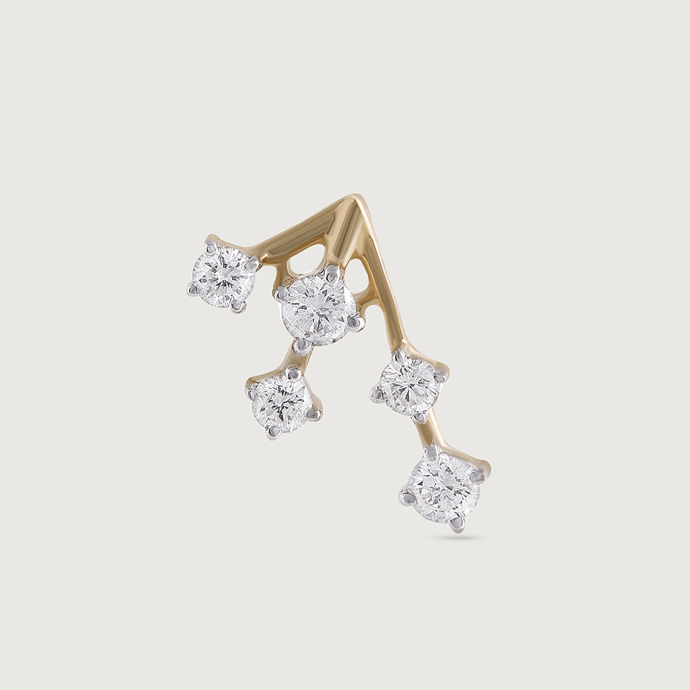 Dancing Beam Gold & Diamond Nose Pin,,hi-res thumbnail 3