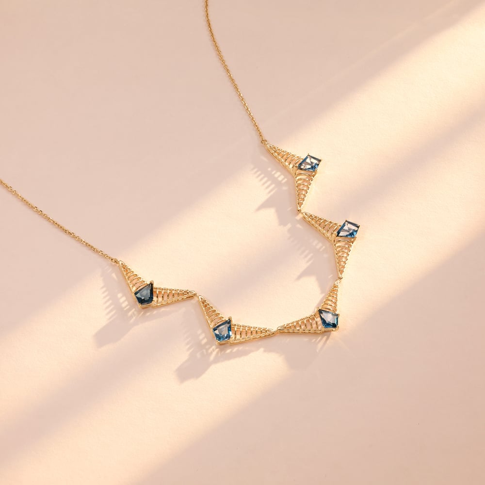 Azure Rays Topaz Gold Necklace