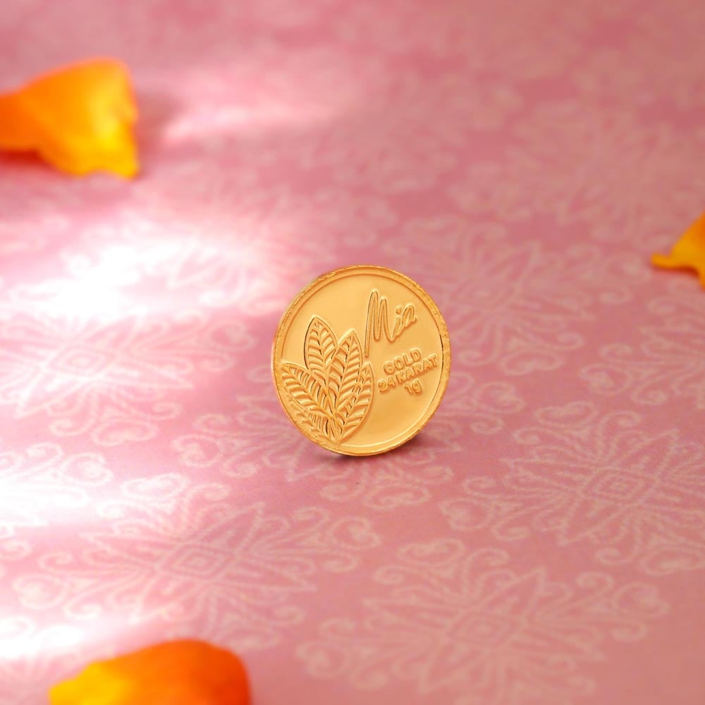 1 GM 24 Karat Traditional Mango Leaf Gold Coin,,hi-res thumbnail 2