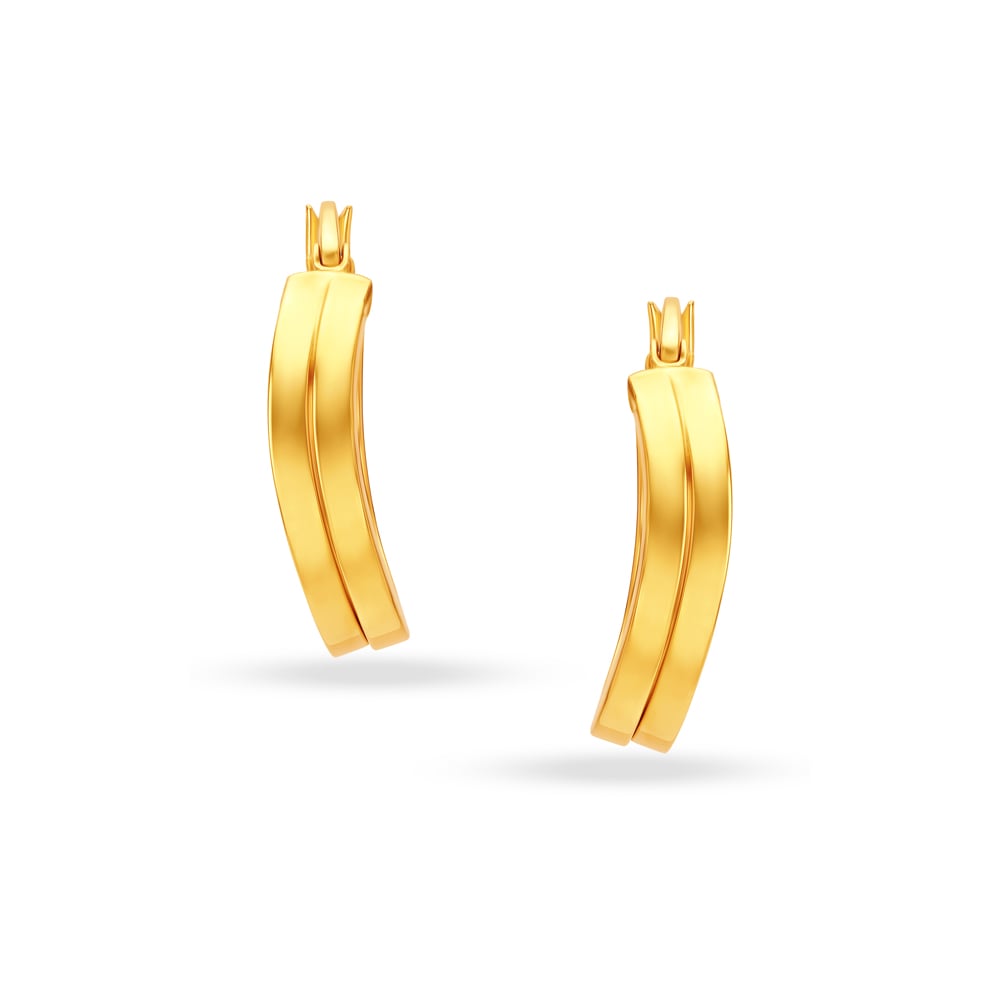 22KT Yellow Gold Subtle Glamorous Hoop Earrings,,hi-res thumbnail 5