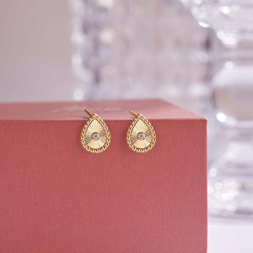 Delicate Radiant Diamond Stud Earrings