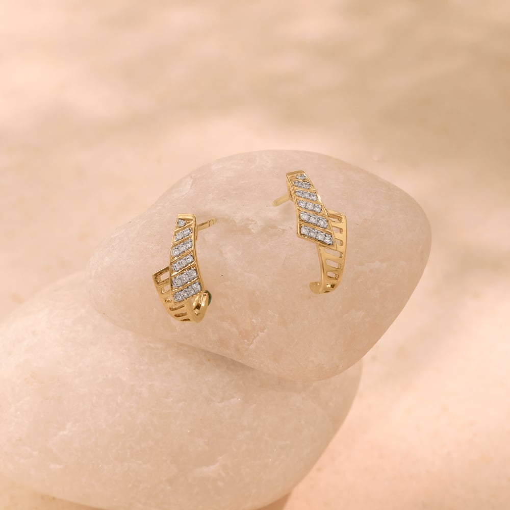 Angular Motion Diamond Hoop Earrings