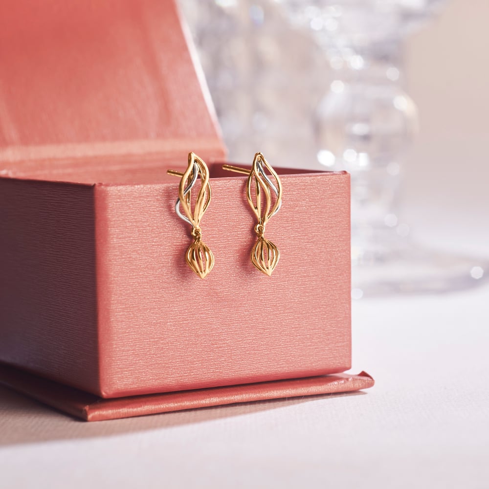 Fluid Layered Gold Drop Earrings
