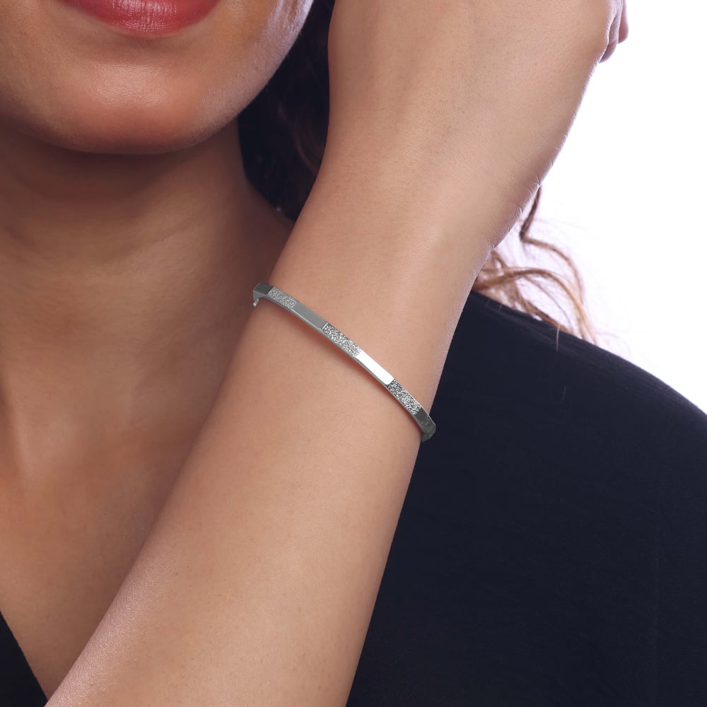 Edgy Angular Silver Bangle,,hi-res thumbnail 2