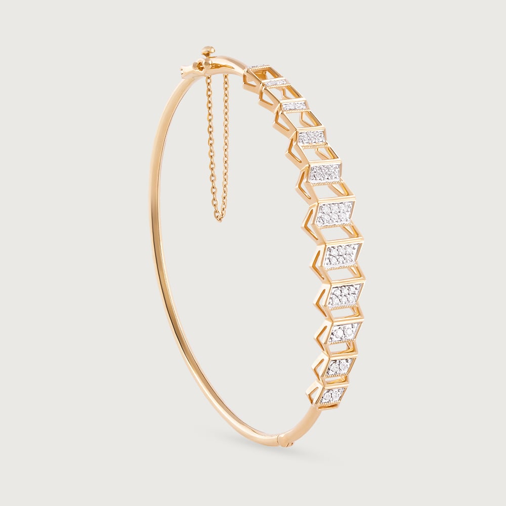 Zigzag Pulse Gold & Diamond Bangle,,hi-res thumbnail 5