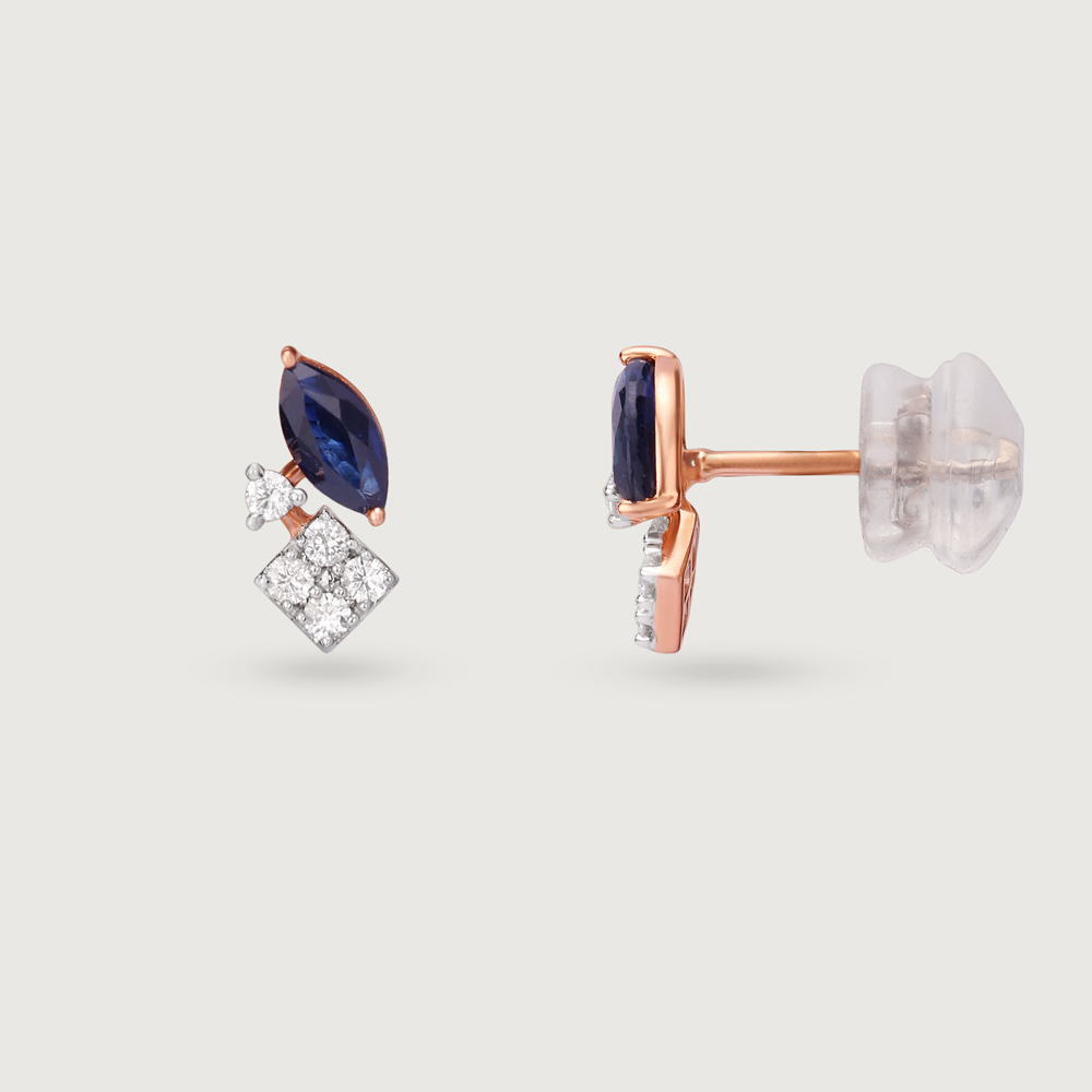 Sapphire Sparkle Gold & Diamond Stud Earrings,,hi-res thumbnail 4