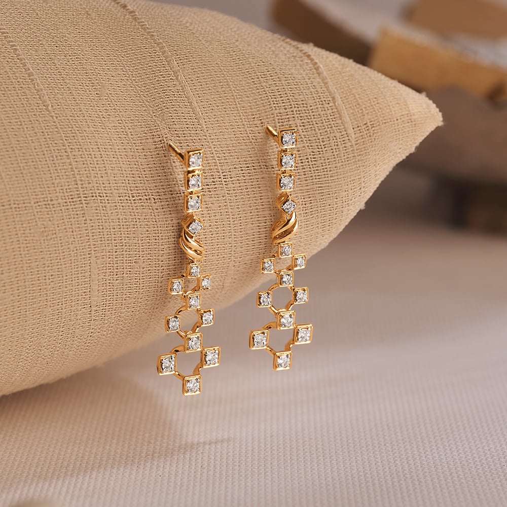 Lattice Lights Diamond Drop Earrings