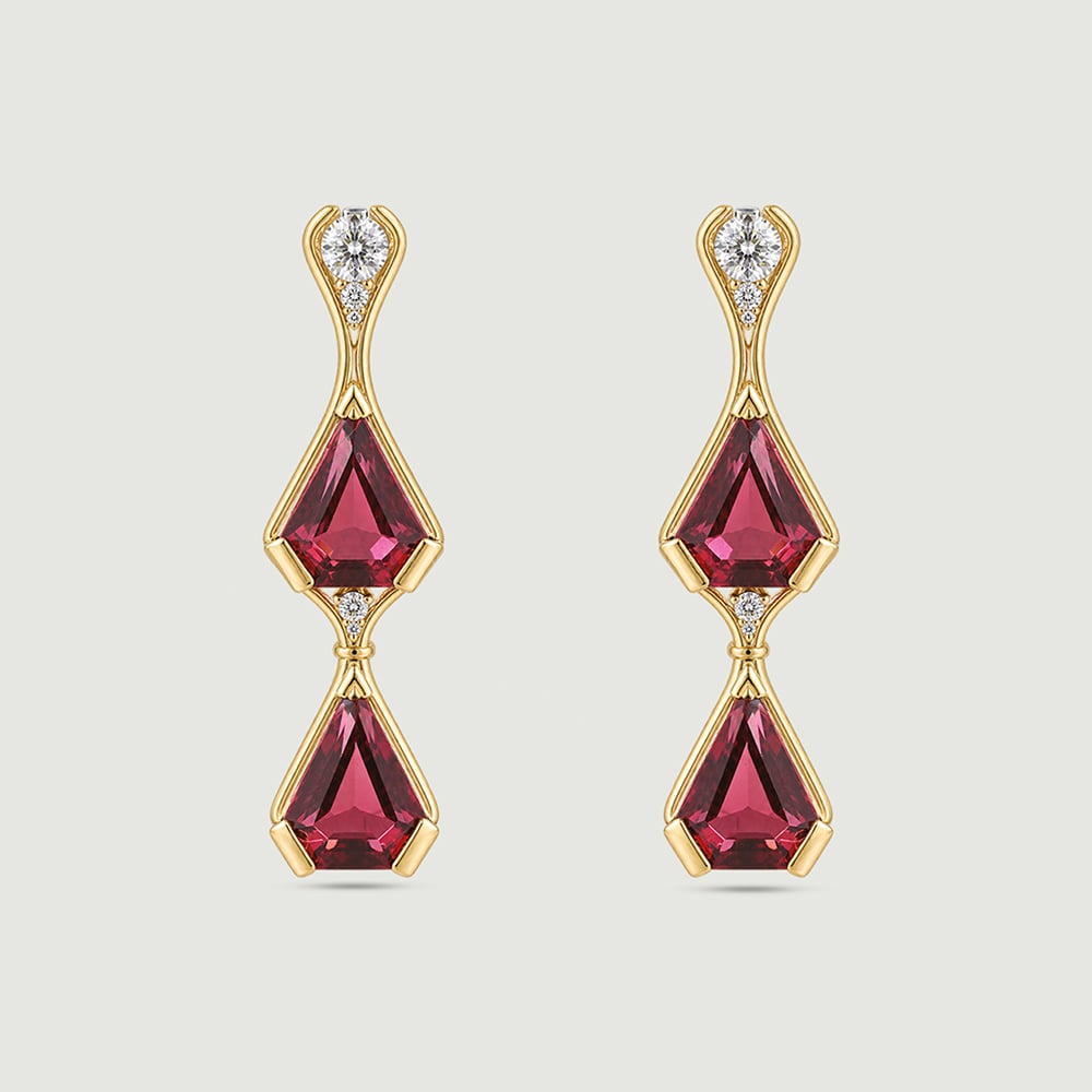 Vibrant Geometric Garnet Drop Earrings,,hi-res thumbnail 3