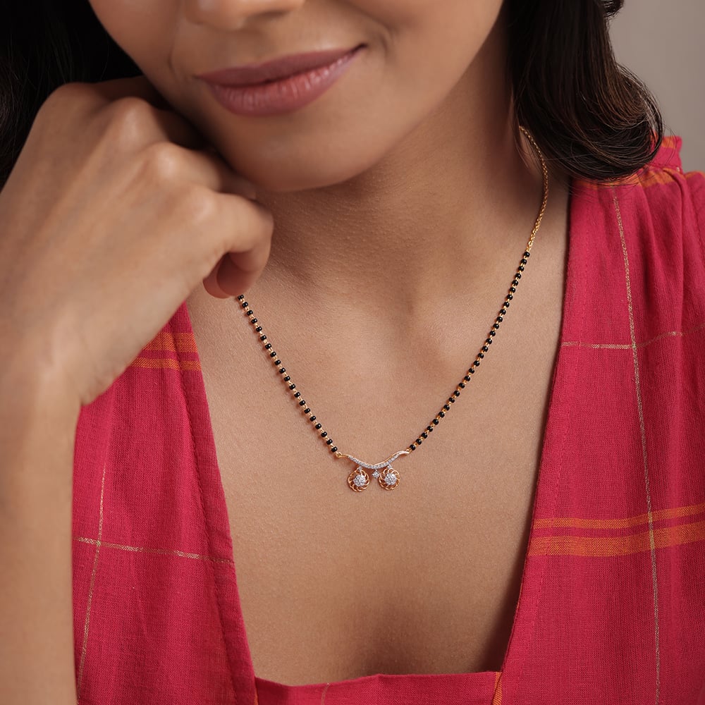 Floral Symphony 18 KT Gold and Diamond Vati Mangalsutra,,hi-res thumbnail 2