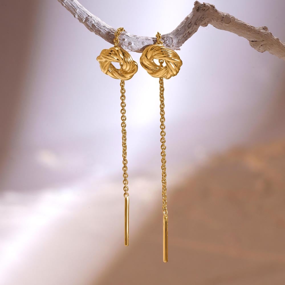 Buy Twisted Charm Gold Sui Dhaga Earrings Online Mia by Tanishq - Main Image