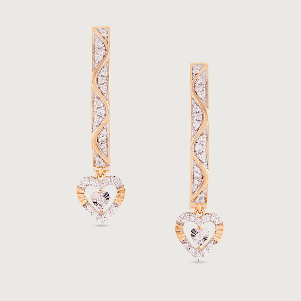 Glowing Heart Gold & Diamond Hoop Earrings,,hi-res thumbnail 3
