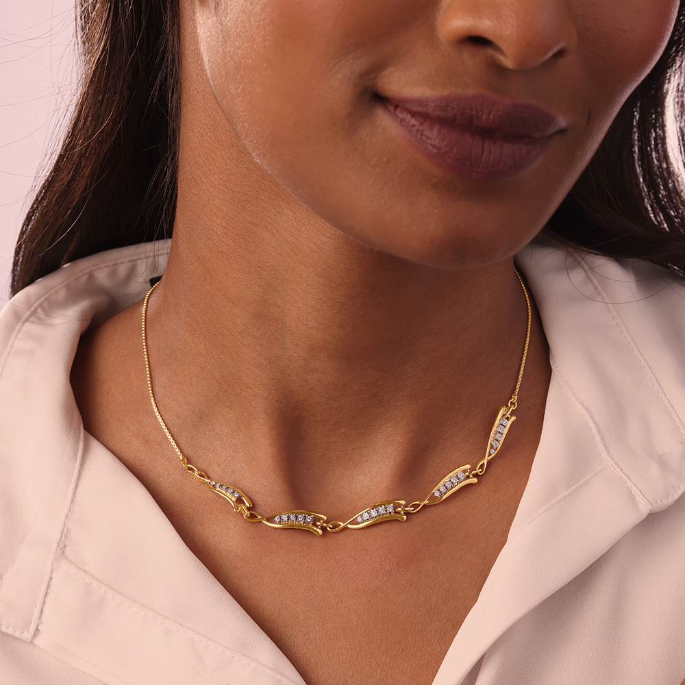 Elegant Rivulet 14 Kt Gold & Diamond Necklace,,hi-res thumbnail 2