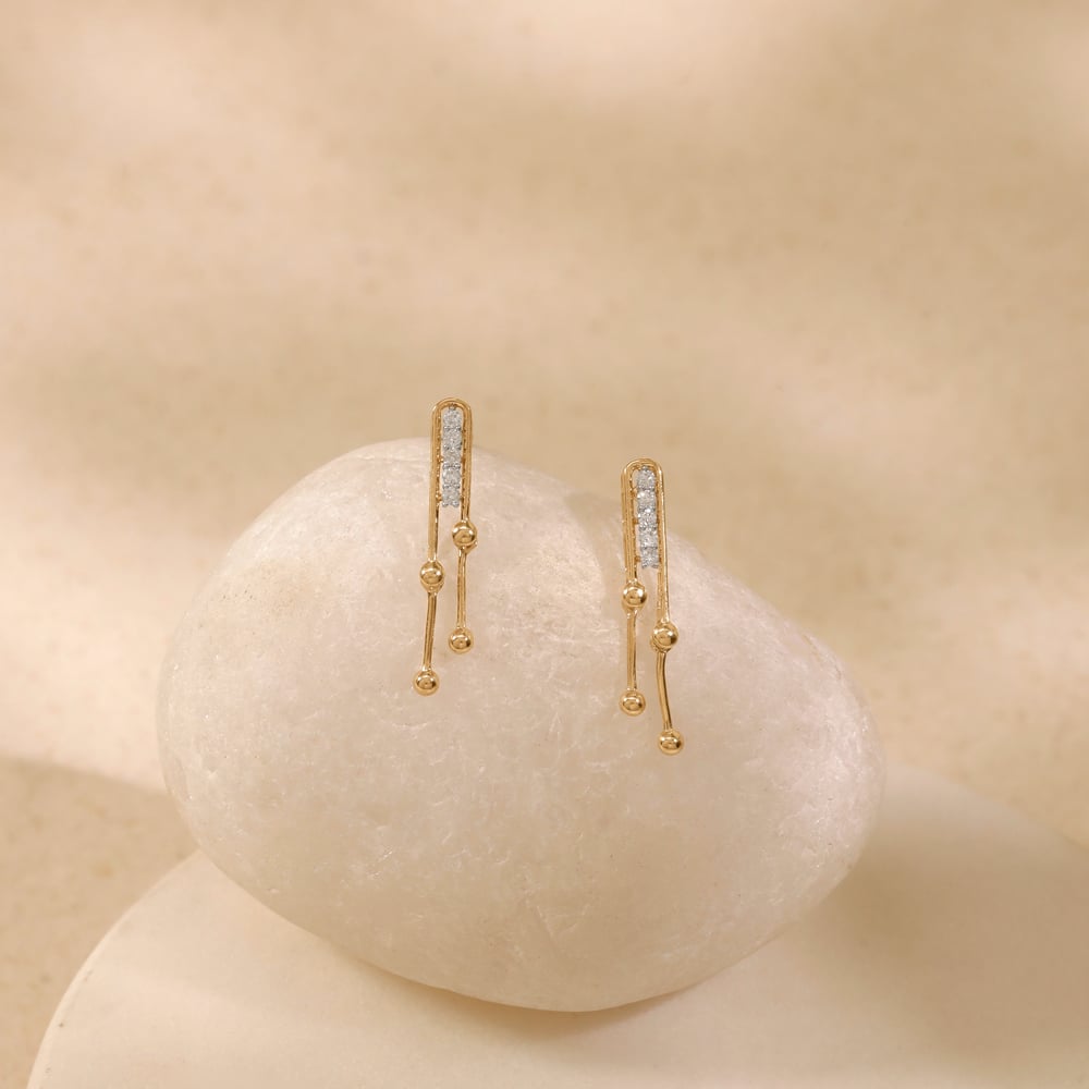 Playful Linear Diamond Drop Earrings
