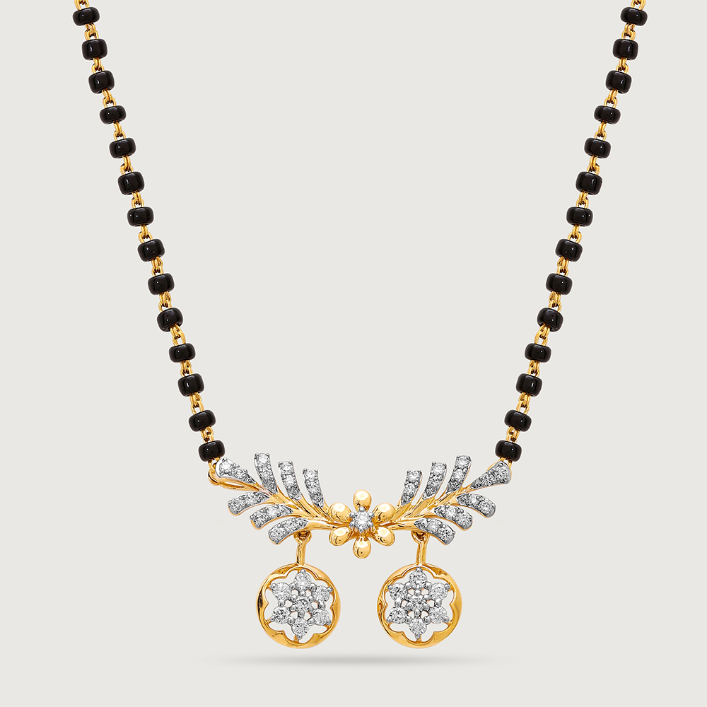Floral Grace 18 Kt Gold and Diamond Vati Mangalsutra,,hi-res thumbnail 3