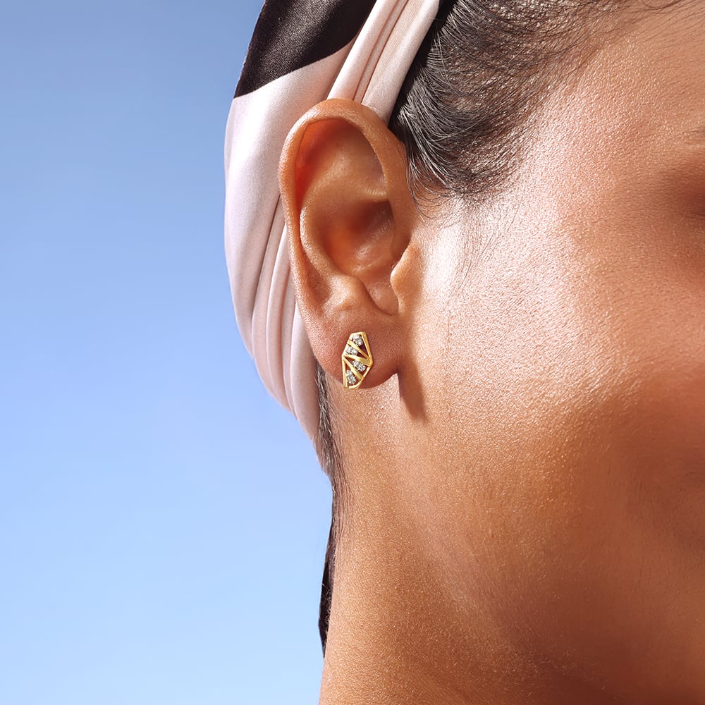 Sunlit Facet Diamond Stud Earrings,,hi-res thumbnail 2