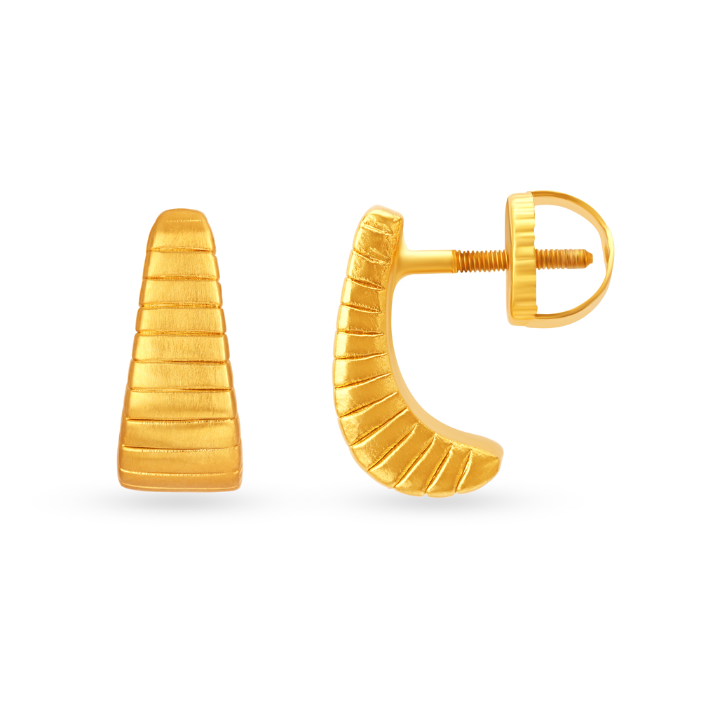 22KT Yellow Gold Bars Style Stud Earrings,,hi-res thumbnail 2
