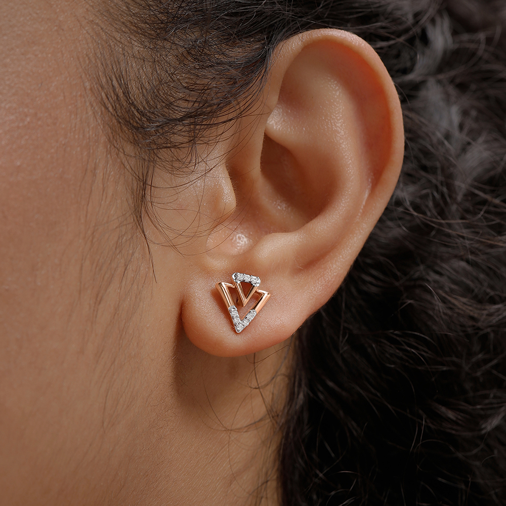 Gleam Edge Diamond Stud Earrings,,hi-res thumbnail 2