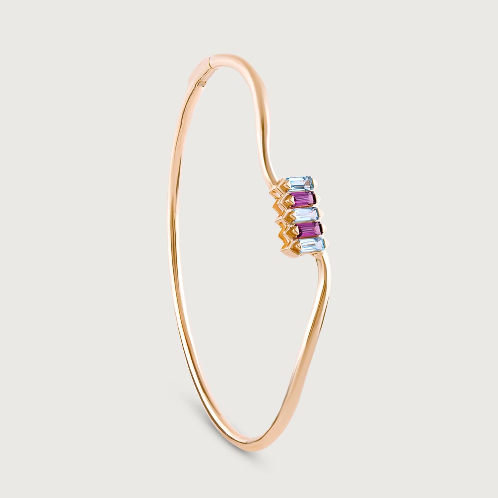 Pink Harmony Garnet & Gold Bangle,,hi-res thumbnail 5