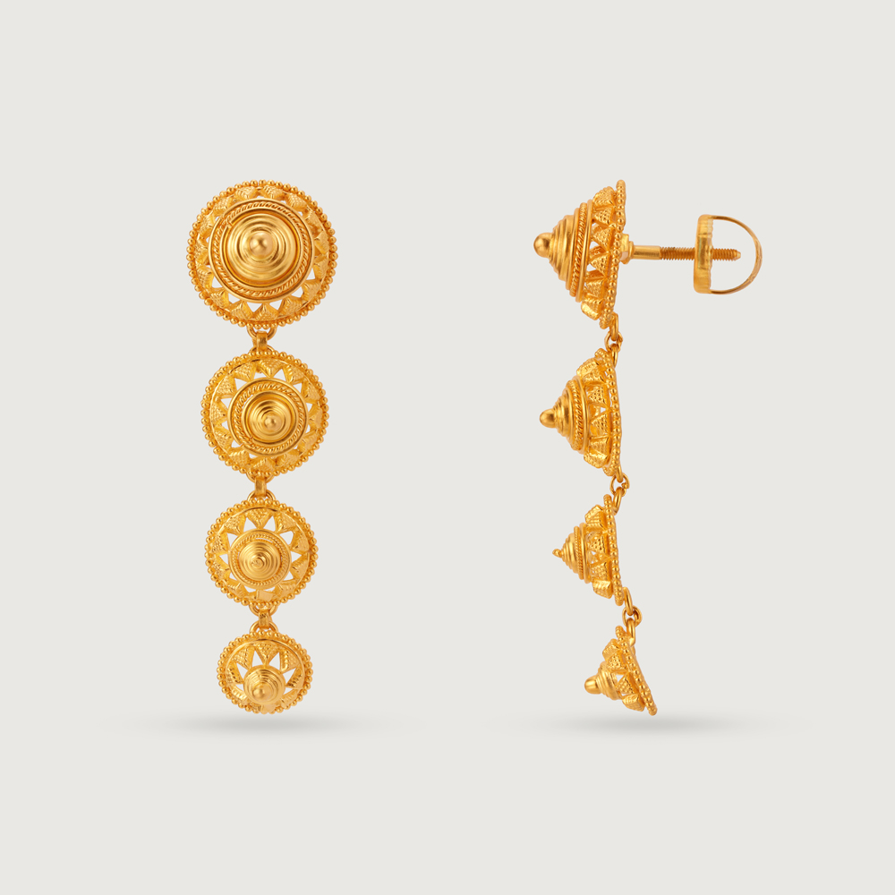 Enchanting Warli 22KT Gold Drop Earrings,,hi-res thumbnail 4