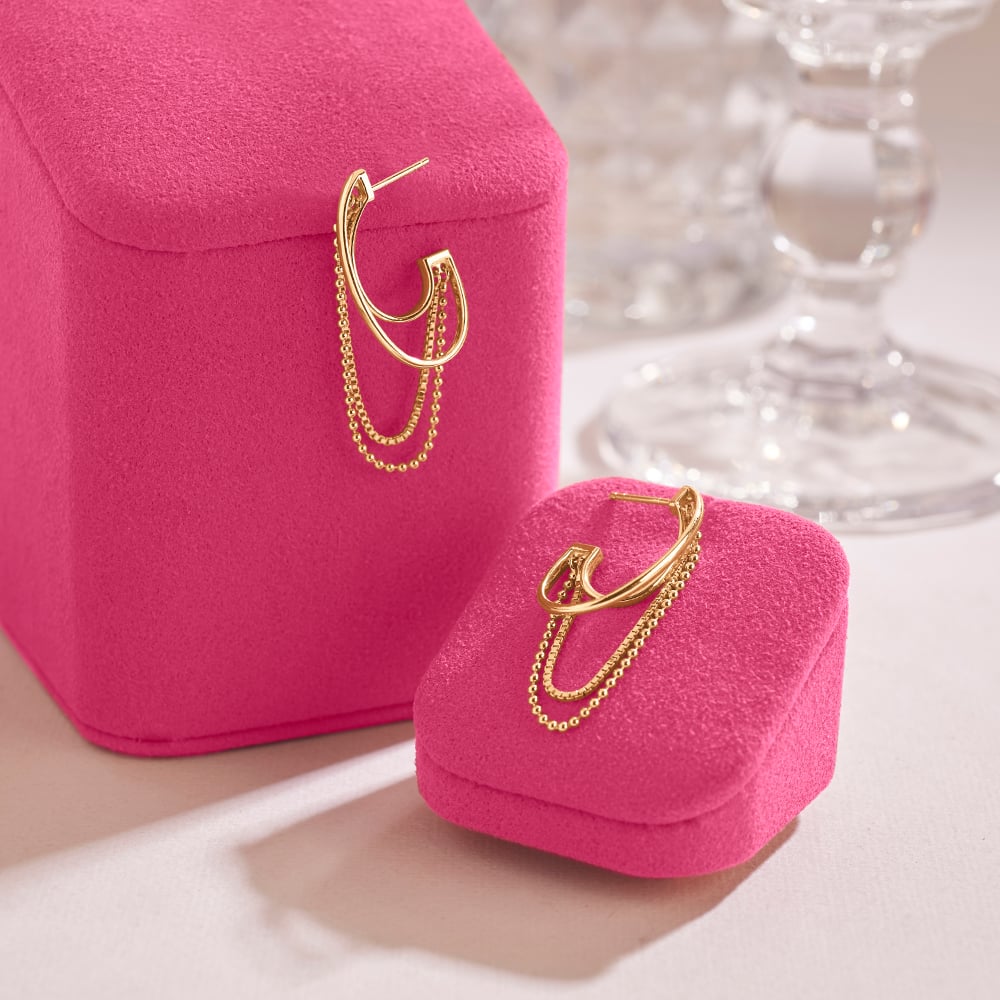 Fluid Cascading Gold Hoop Earrings