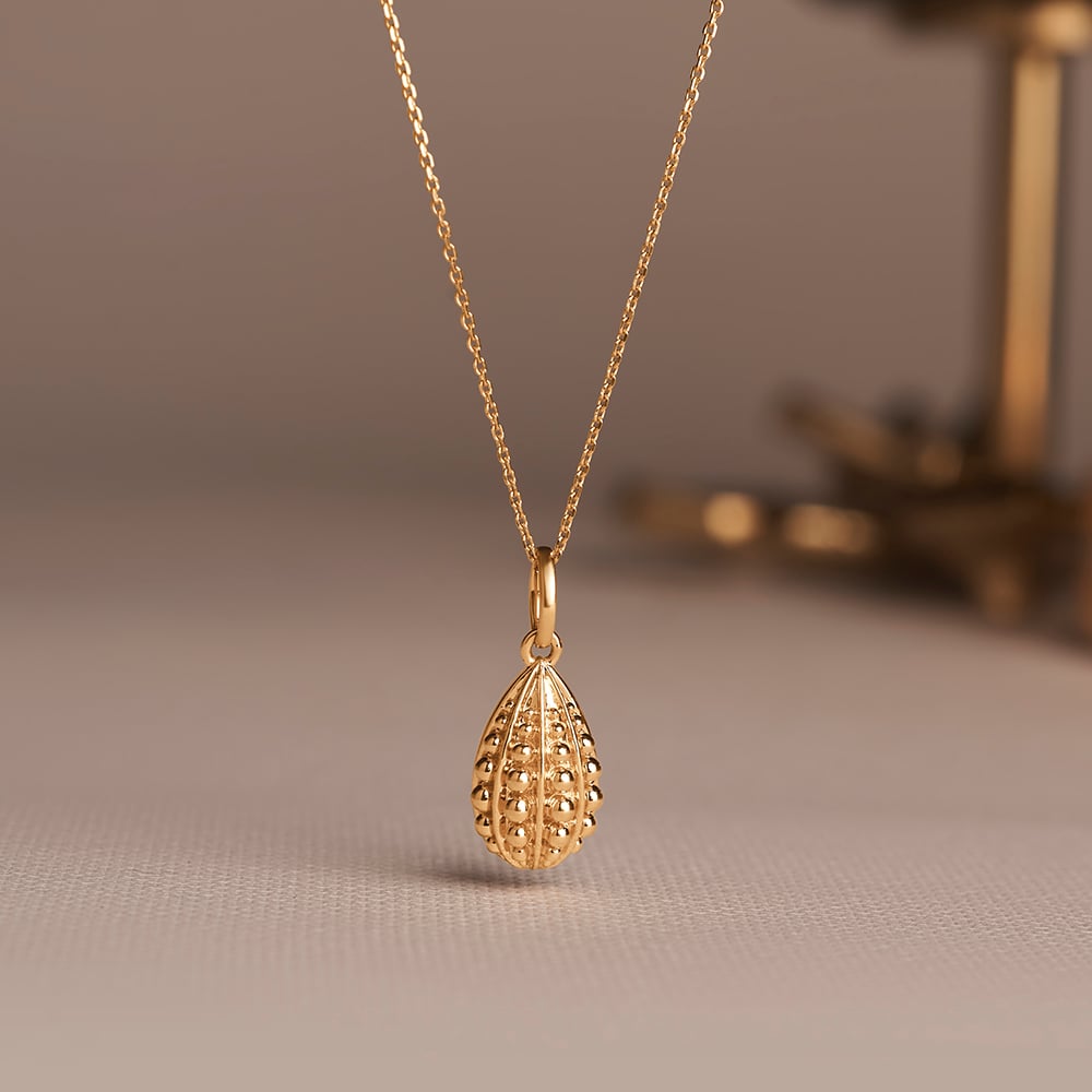 Sculptural Beaded Gold Pendant