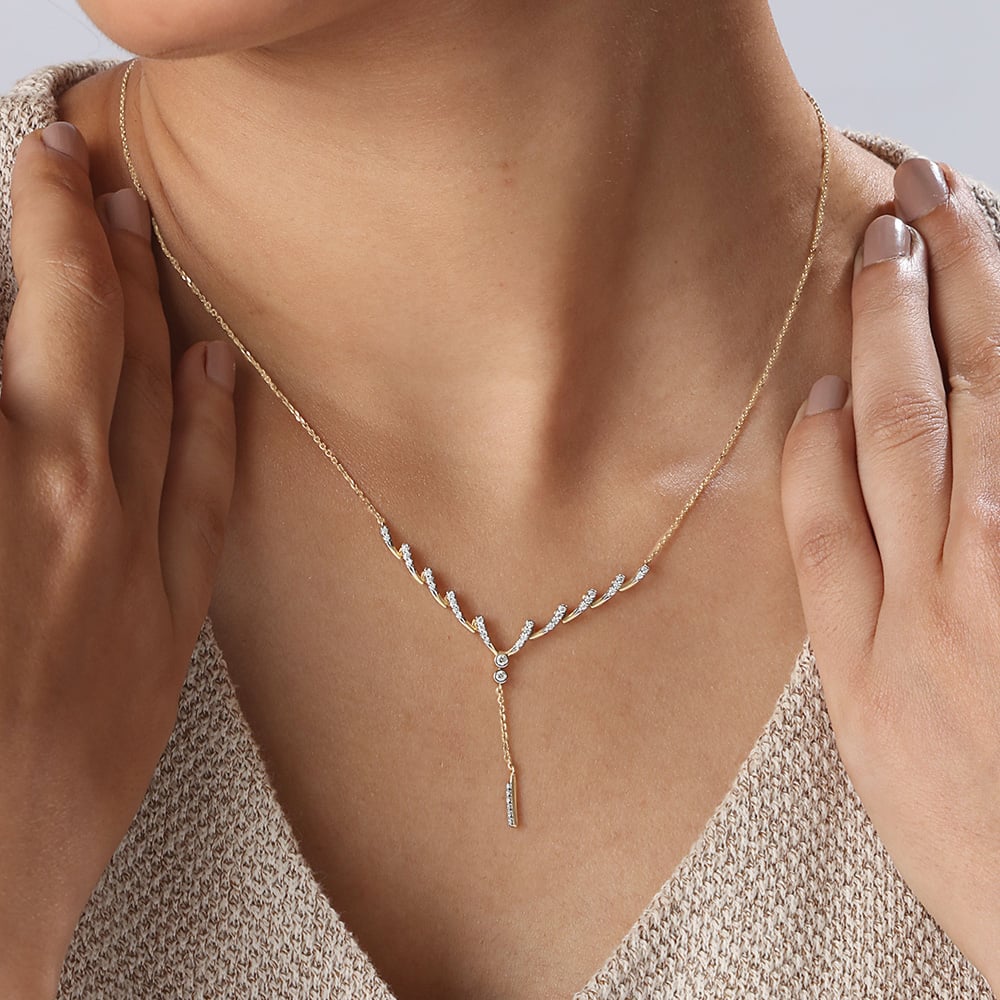 Curvy Spark Drop Diamond Necklace,,hi-res thumbnail 2