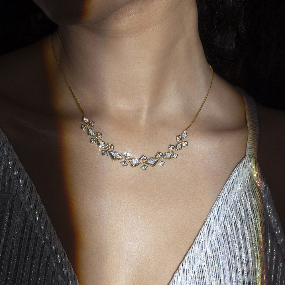 Disco Beat Gold & Diamond Necklace,,hi-res thumbnail 3