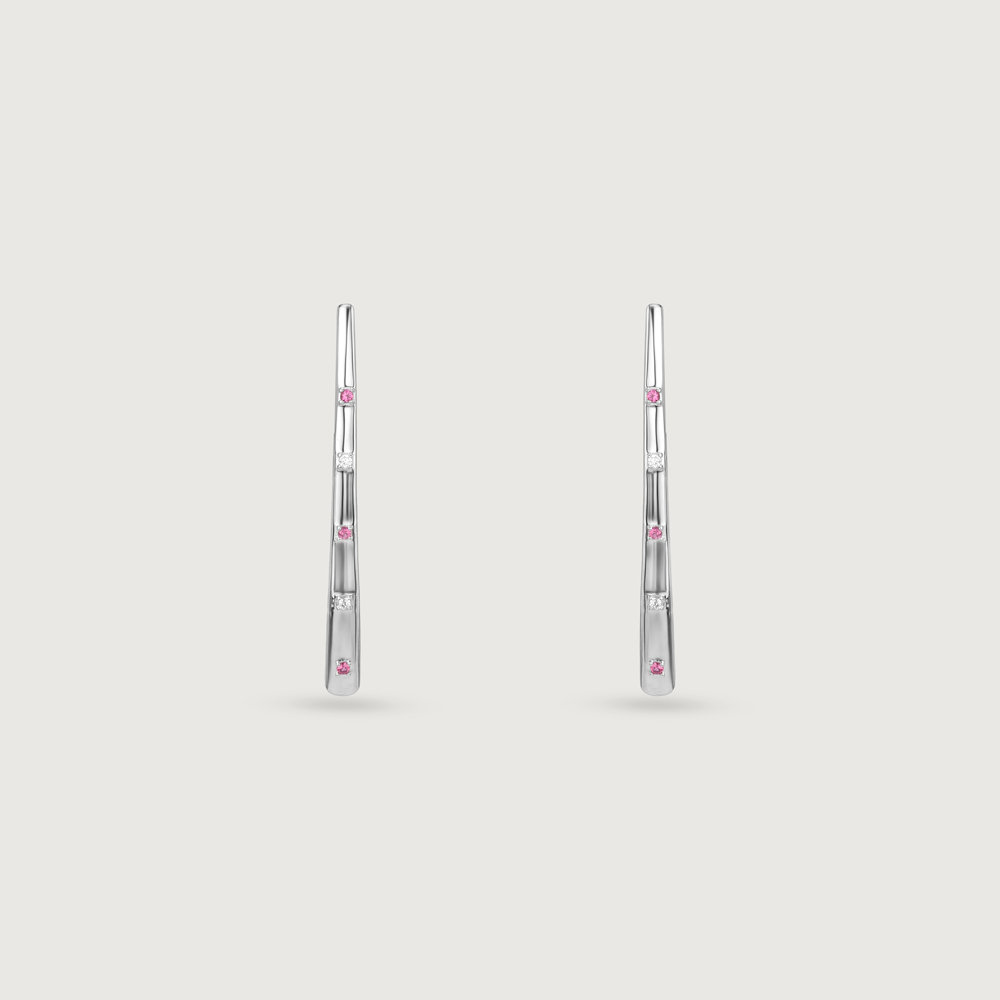 Playful Linear Silver Hoop Earrings,,hi-res thumbnail 5