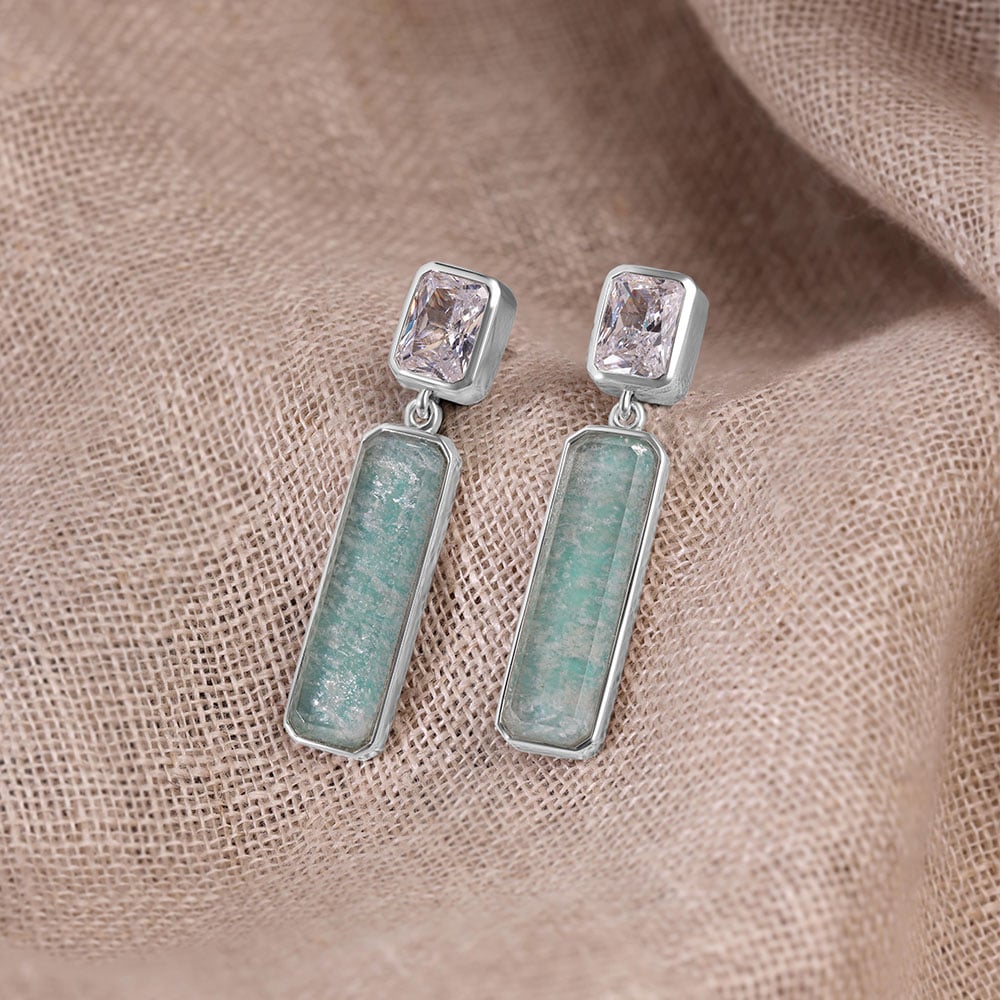 Fresh Striking Amazonite Silver Drop Earrings