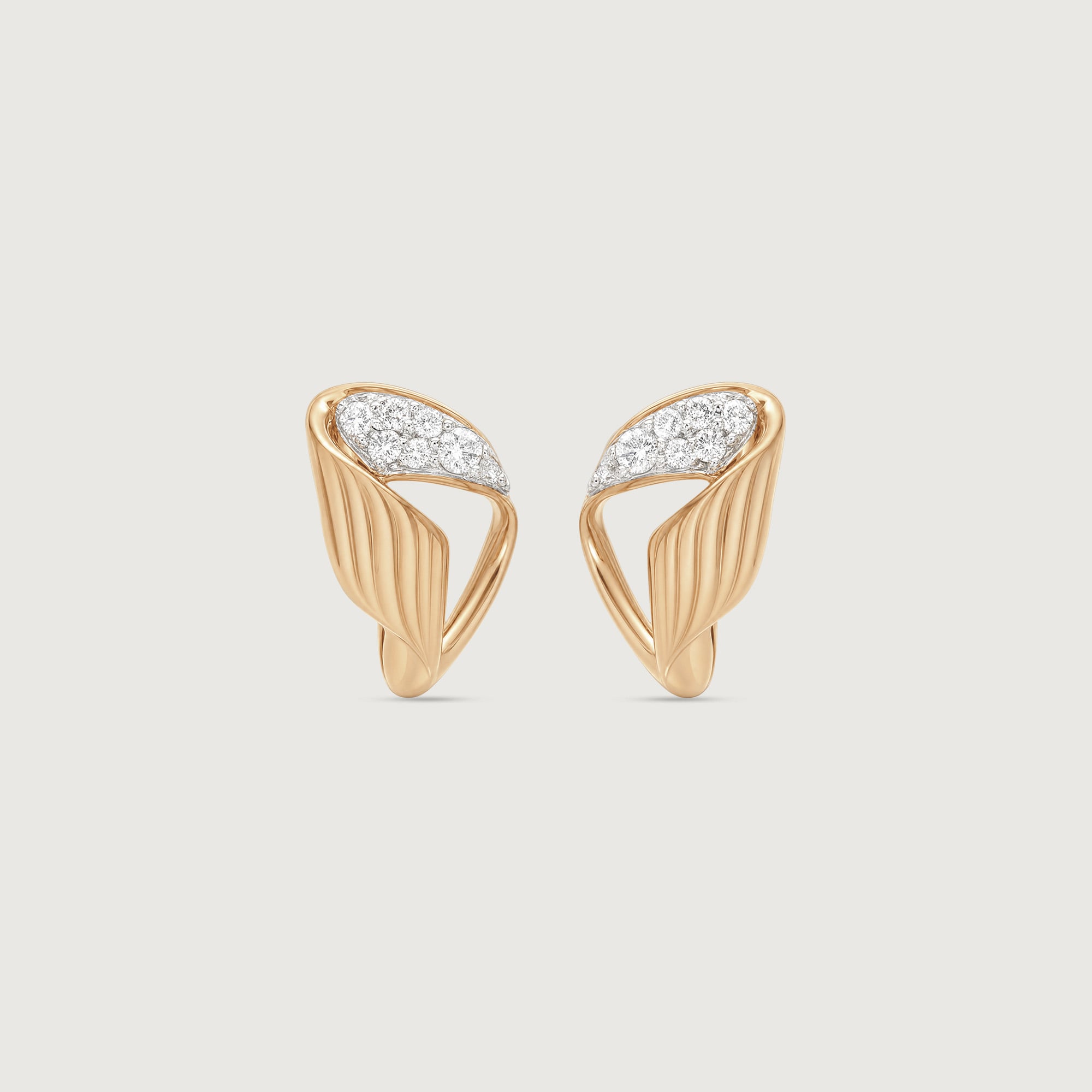 Sculpted Fold Diamond Stud Earrings