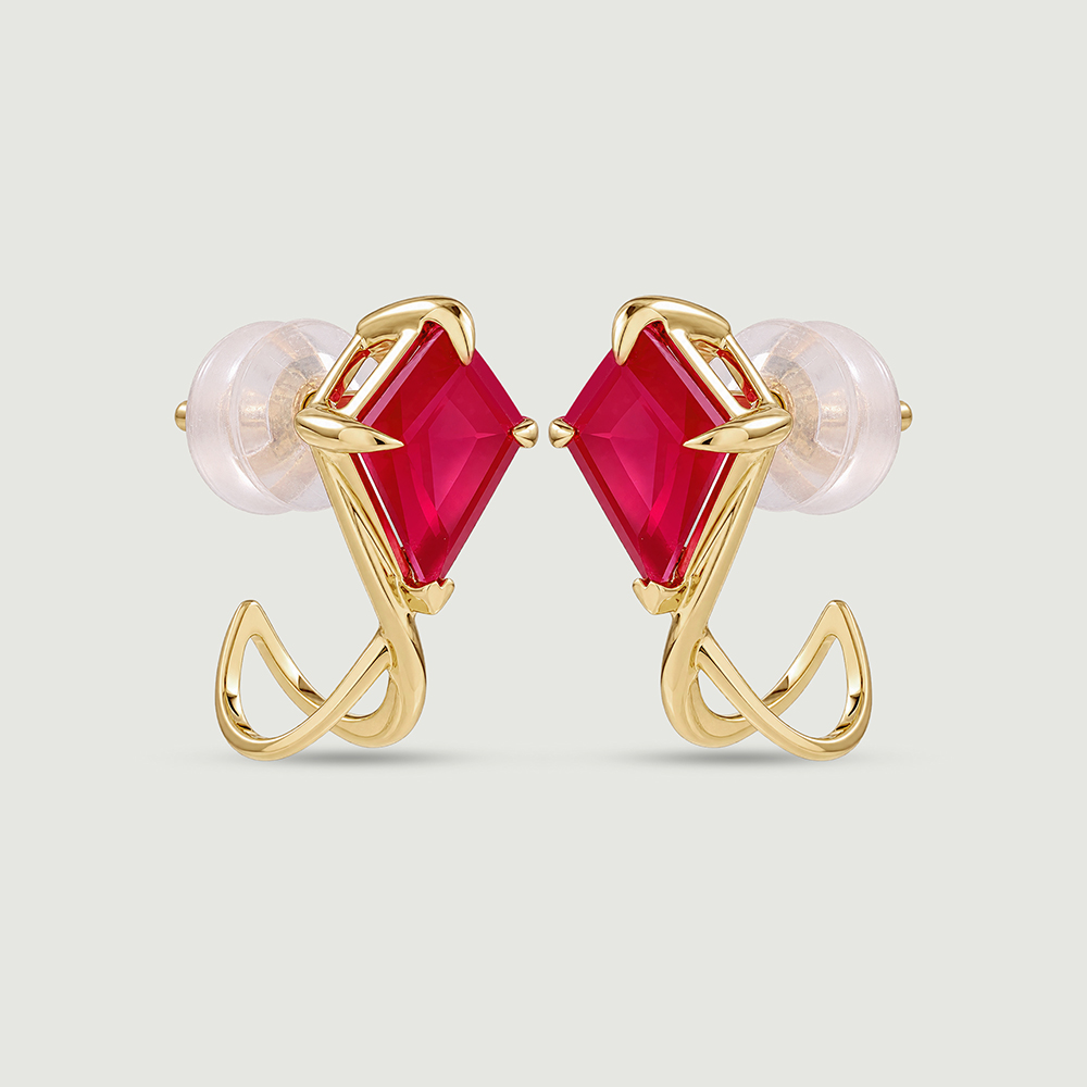 Twisted Red Gold Hoop Earrings,,hi-res thumbnail 3