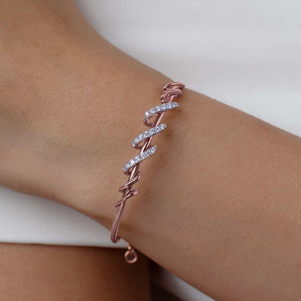 Twisted Blend Diamond & Gold Bangle,,hi-res thumbnail 2