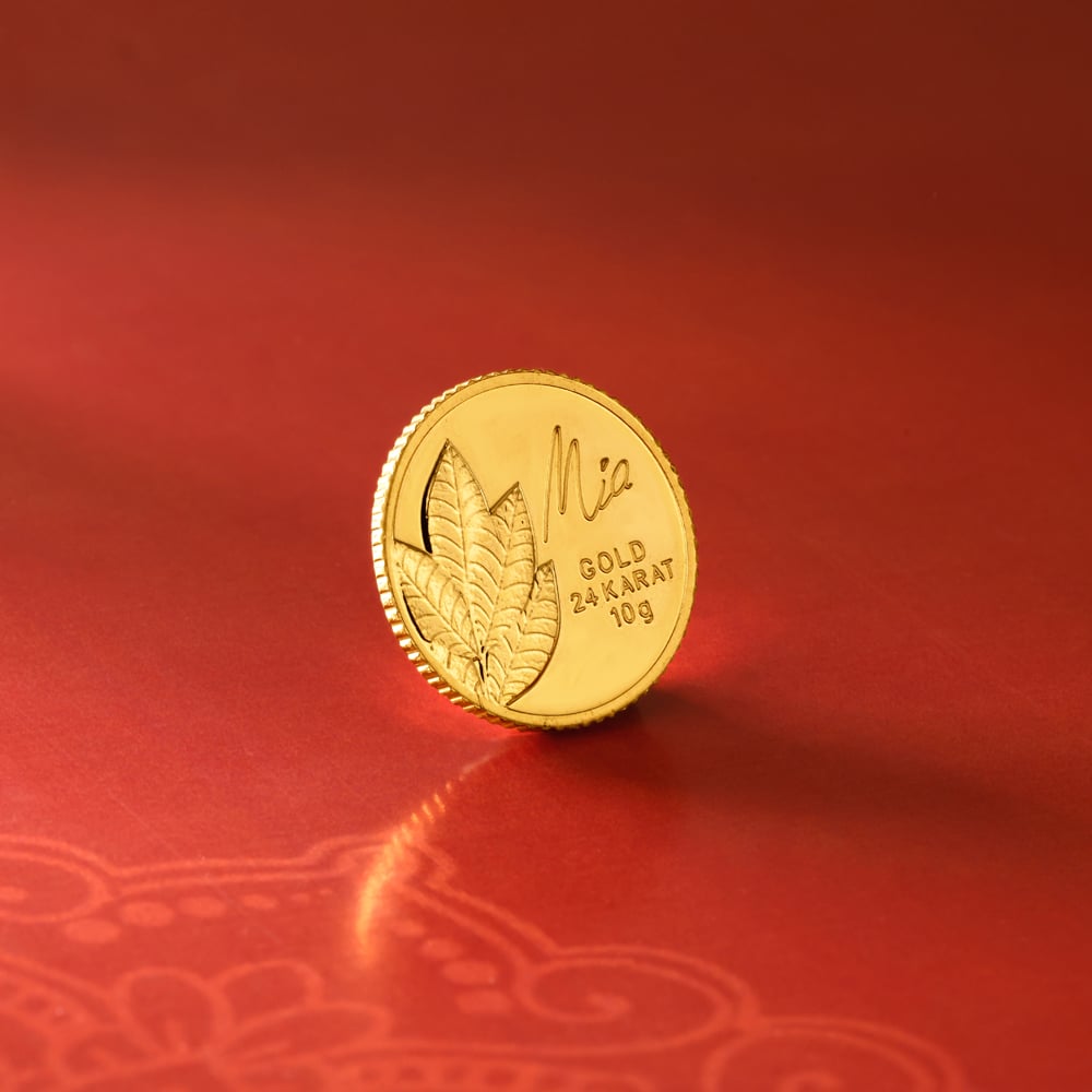 10 gm 24 Karat Mango Leaf Gold Coin (9999 Purity)