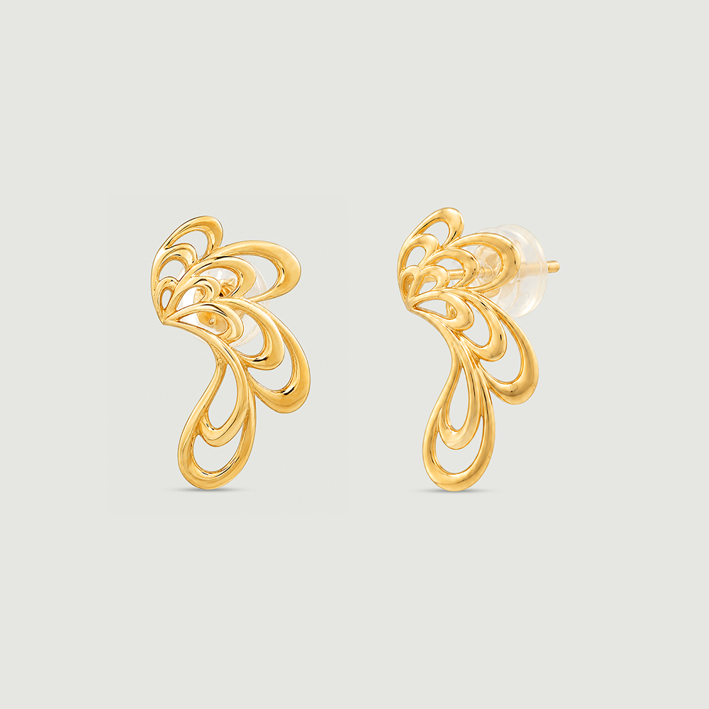 Fluid Diya Gold Stud Earrings,,hi-res thumbnail 4