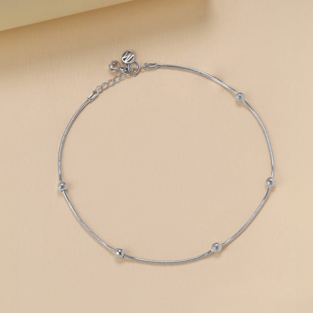 Bling Trail Silver Single Anklet